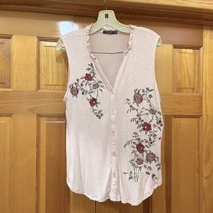Max Jeans pink embroidered sleeveless top